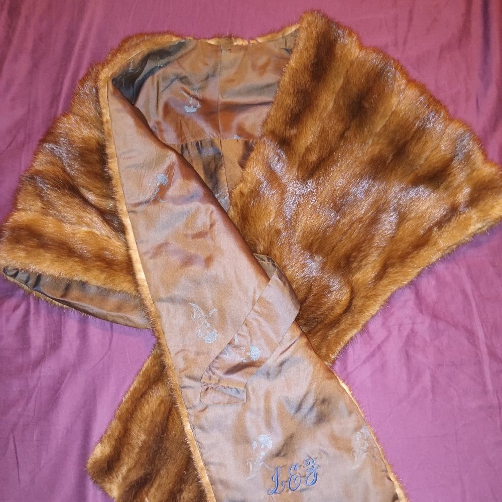 Vintage Mink Fur Stole/Wrap/Shawl with Silk lining - Picture 1 of 3